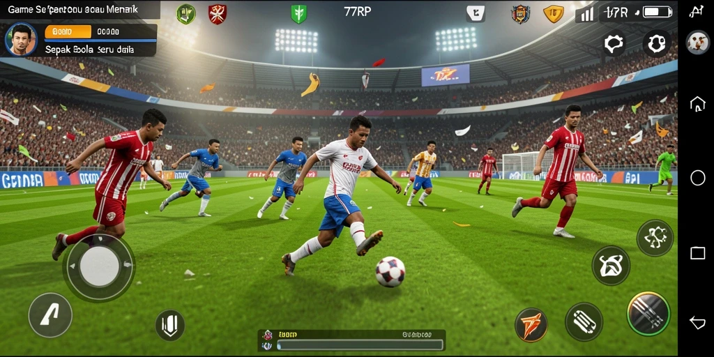 Tampilan menarik dari gameplay 77RP dengan aksi sepak bola yang seru.