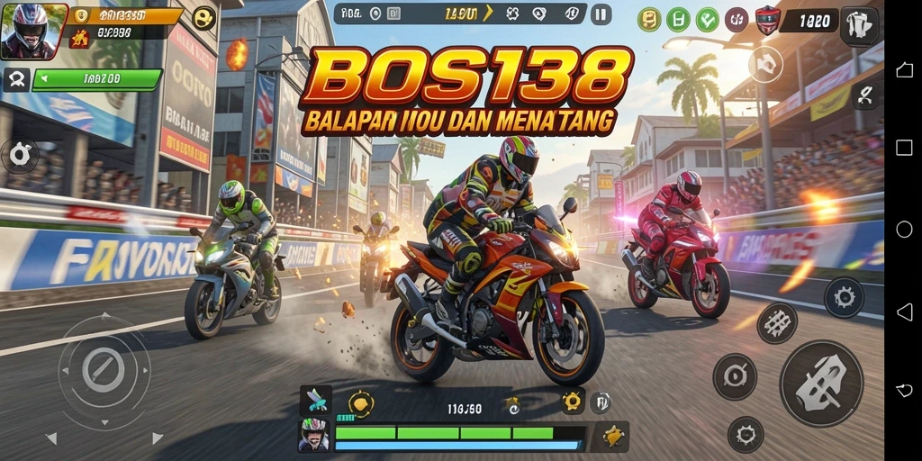 Screenshot gameplay seru balapan motor di BOS138.