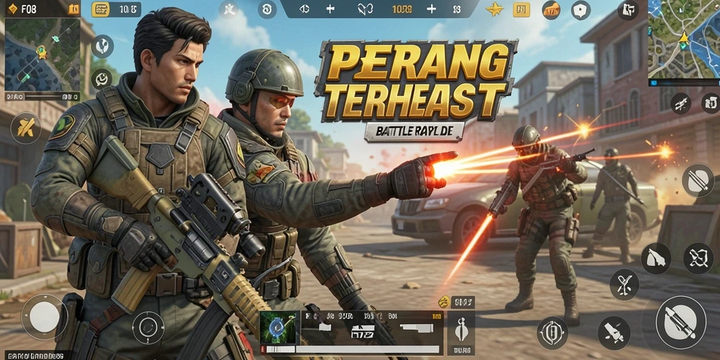 Screenshot menampilkan aksi seru dalam permainan Battle Royale.