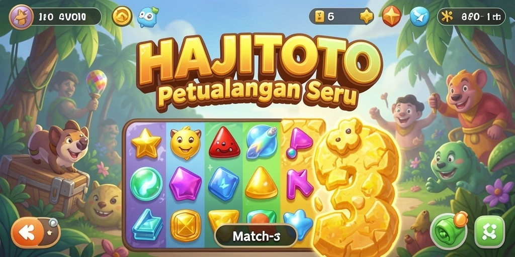 Tampilan screenshot HAJITOTO menampilkan kombinasi warna yang menarik dalam gameplay Match-3.
