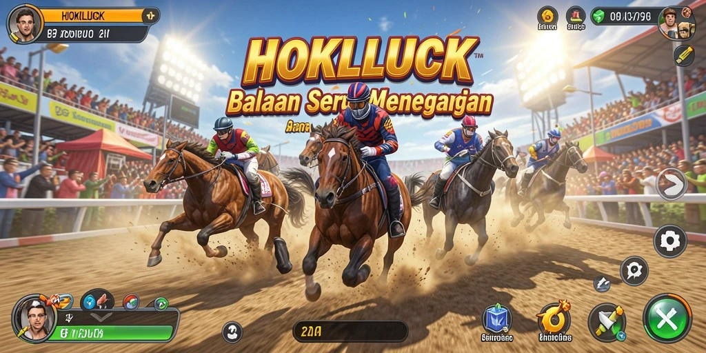 Tangkapan layar HOKILUCK yang menampilkan aksi balapan yang mendebarkan.