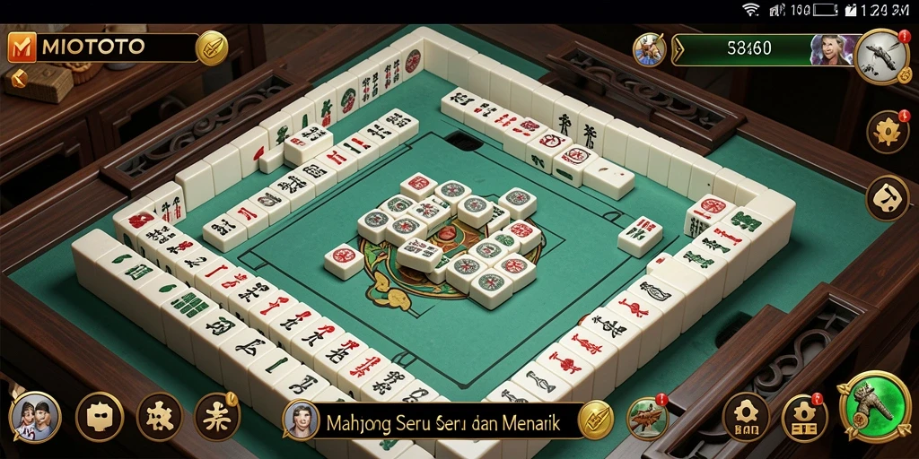 Screenshot dari gameplay seru MIOTOTO yang menampilkan ubin Mahjong.