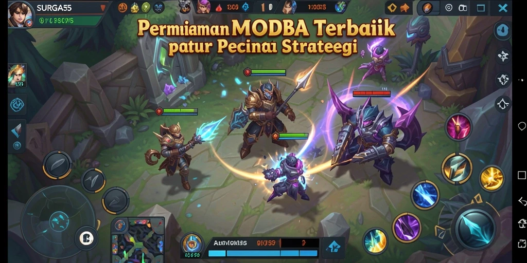 Tampilan gameplay seru SURGA55 dengan karakter dan taktik yang mengesankan.